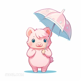 C 公 卡通 可爱 小猪