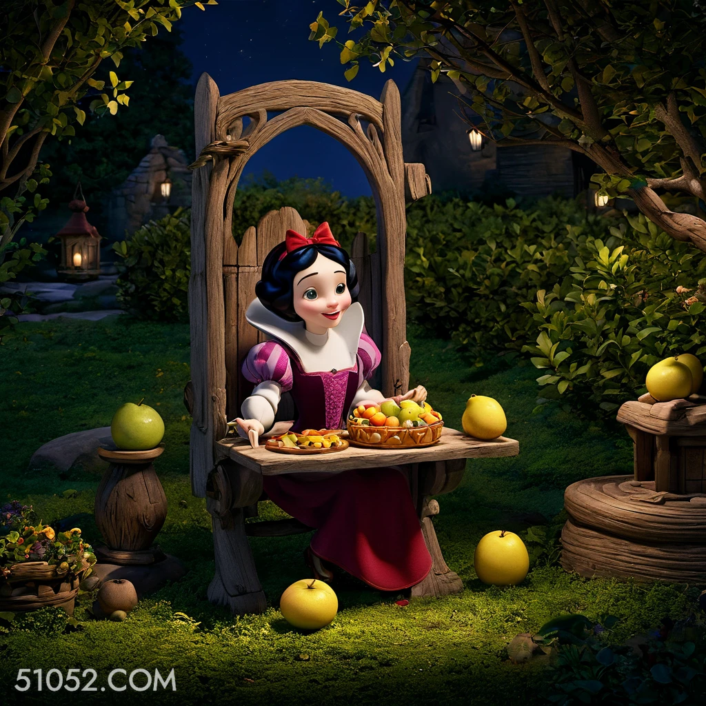 白雪公主吃水果 优雅 可爱 公主 大胖橘