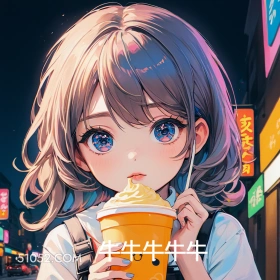 奶茶妹妹 卡通 可爱 二次元 多巴胺头像