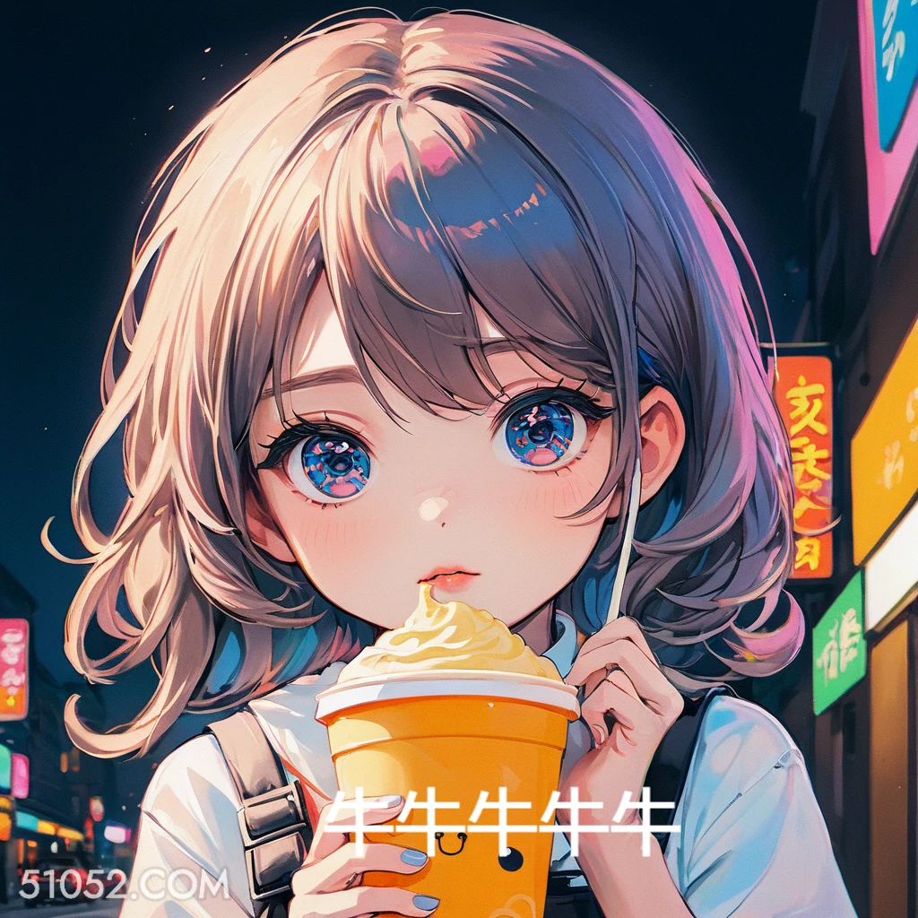 奶茶妹妹 卡通 可爱 二次元 多巴胺头像